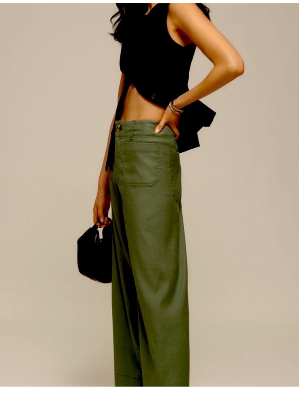 The Collette Wide Leg High-Rise Pants in Kelly Green